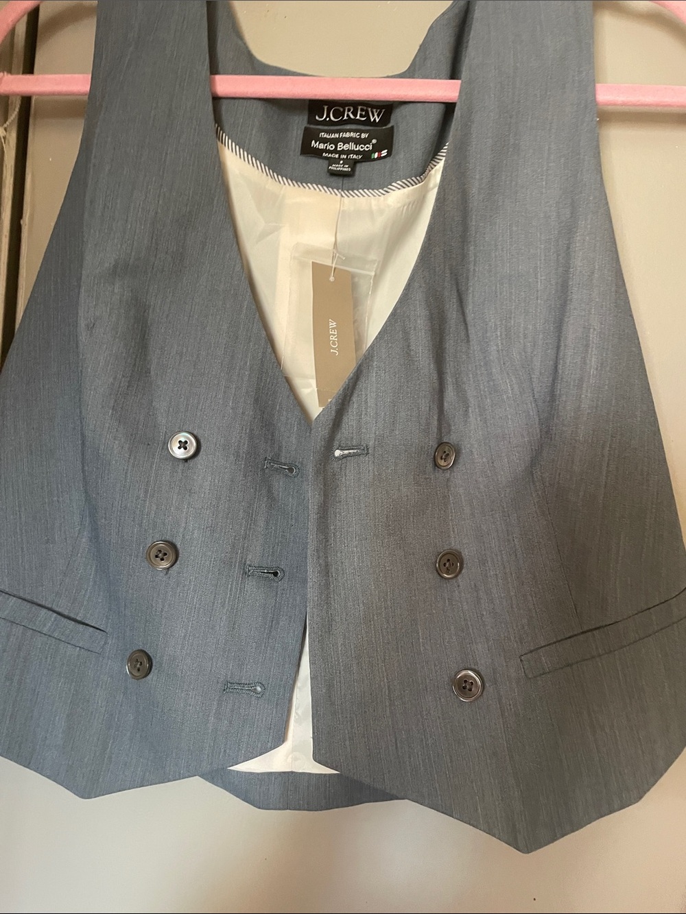 J. Crew Men's Light Gray Double-Breasted Vest